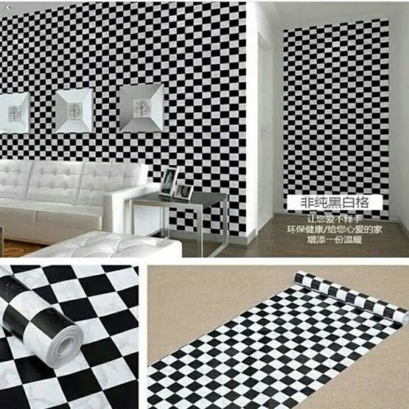 Wallpaper Sticker Dinding murah motif papan catur