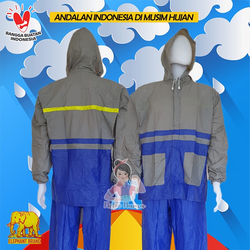 Jas Hujan Stelan Jaket Celana GAJAH ELEPHANT BRAND Kombinasi T 212R Bicolor