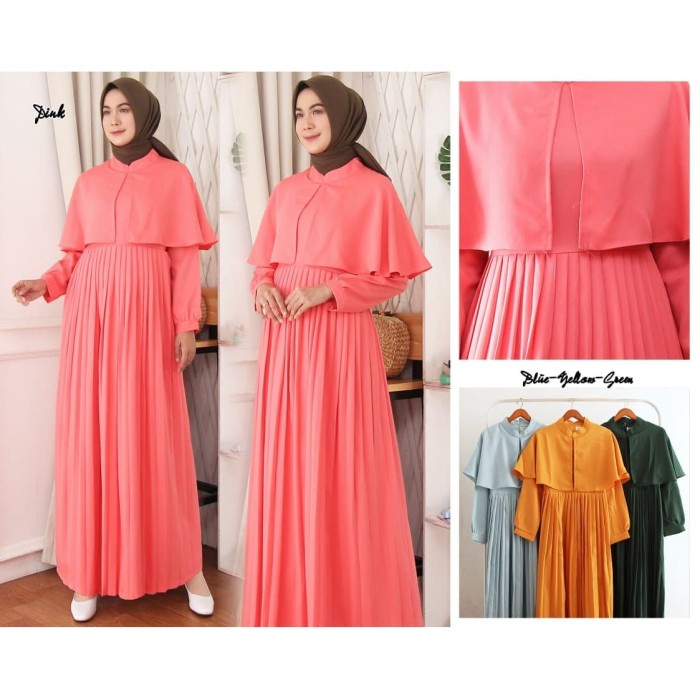 Gamis wanita Gamis Eliza | Gamis Wanita Terbaru | Gamis Muslimah | Gamis Plisket - Merah Muda jumbo 