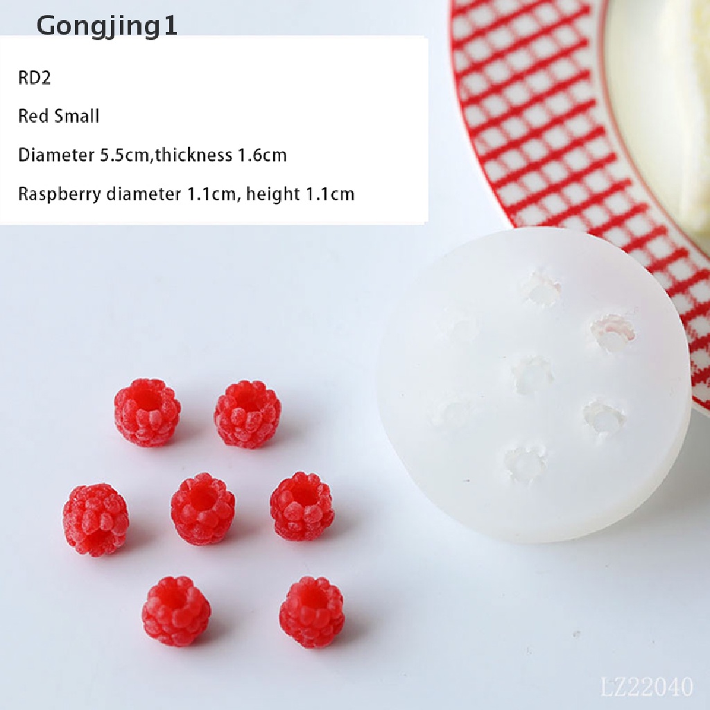 Gongjing1 Cetakan Lilin Bentuk Blueberry Raspberry Bahan Silikon Untuk Dekorasi Kue