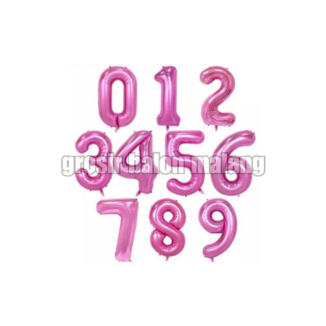 Balon angka pink polos / merah muda jumbo 80cm