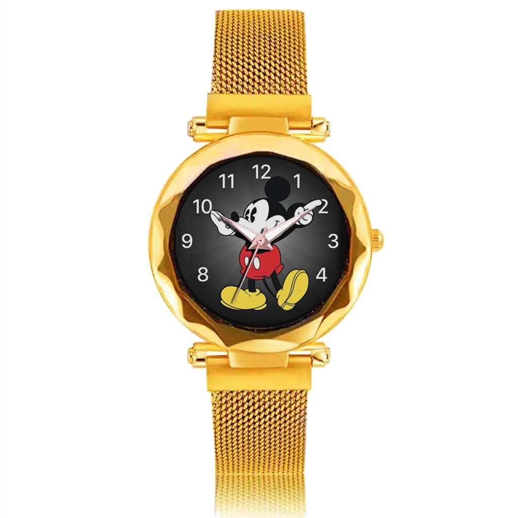 Jam Tangan Wanita Custom - MICKEY MOUSE MOTIF 1 Free Box &amp; Batre Cadangan