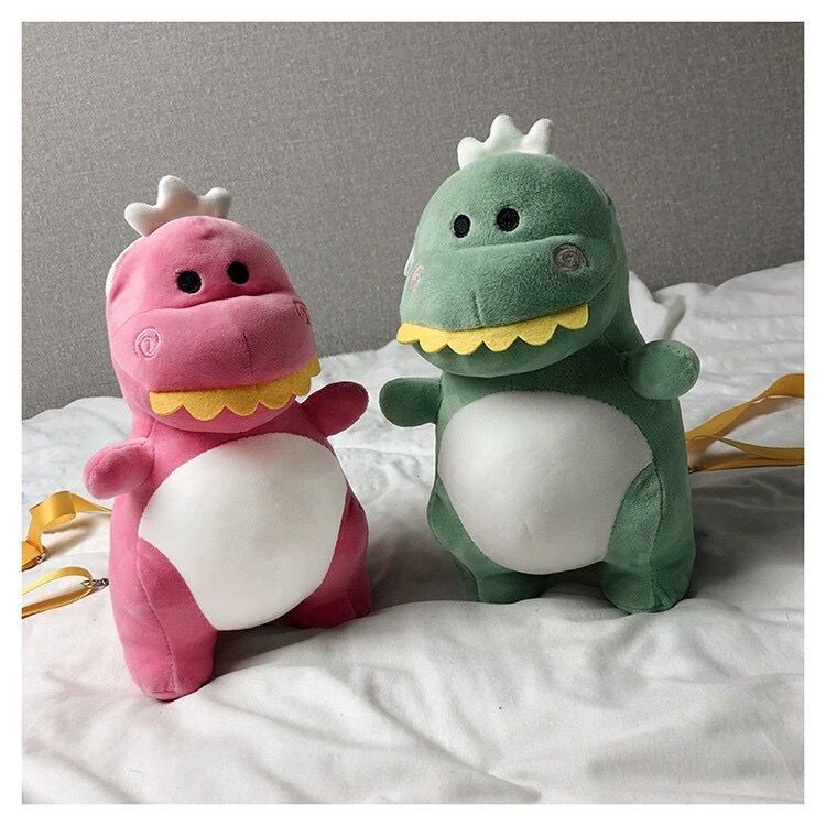 ASFOUR - Tas Selempang Boneka Dino Lucu Imut Tas Bahu Bentuk Dinosaurus Korea Kekinian New Terlaris Tas Selempang Bulu Boneka Dinosaurs Tiny Dino