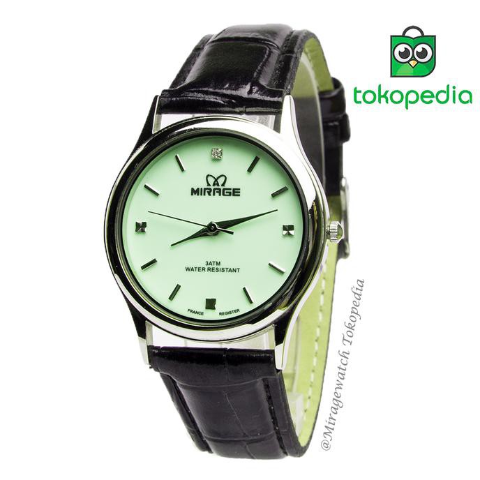 TERBARU JAM TANGAN MIRAGE KULIT WANITA GLOW IN THE DARK LL SERIES - HIJAU A TERLARIS