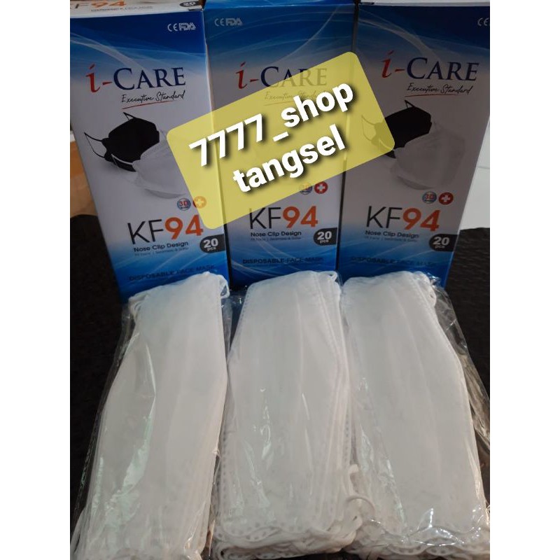 Masker KF94 iCare ( PUTIH ) 3D NoseClipDesign, mirip convex sensi dan evo/ 10pcs