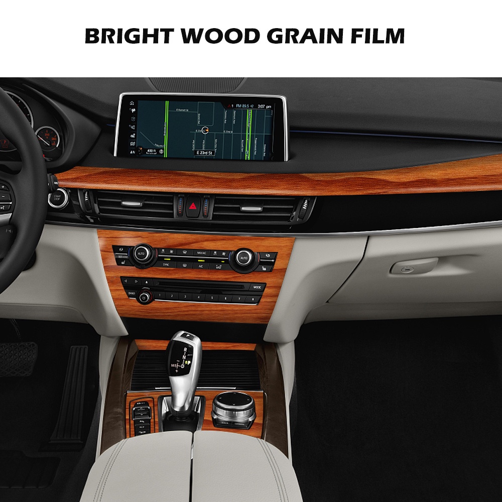 Mode Klasik Untuk Interior Mobil Tubuh Pintu Furnitures High Glossy Grain Stiker PVC Self-adhesive Stiker Tahan Air Film Pelindung Permukaan Aksesoris Dekoratif