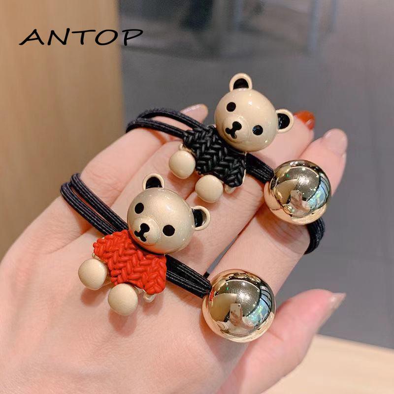 Ikat Rambut Elastis Bahan Karet Tahan Lama Motif Beruang Untuk Anak Perempuan