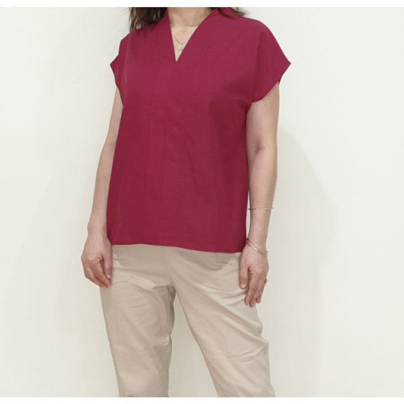 Blouse Atasan Wanita Lengan Pendek Katun Uniqlo, Yumi Blouse#-2