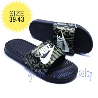  Sandal  slop pria Nike banassi swoosh santai casual slide 