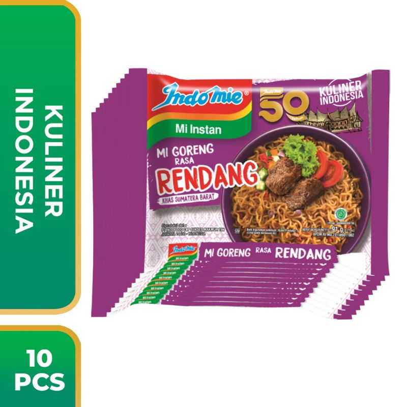 Mie Instant Indomie Goreng Rendang (10 pcs x 91gr) mie enak dan murah