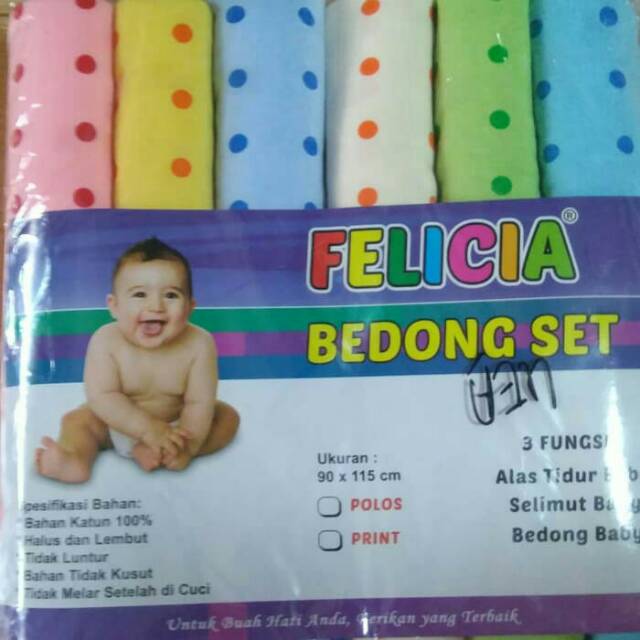 Bedong bayi Felicia motif polkadot warna muda (6pcs)