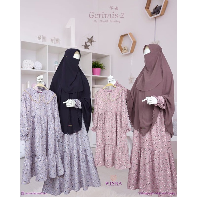 Gamis Homedress Gerimis 1 & 2 n kids by Winna