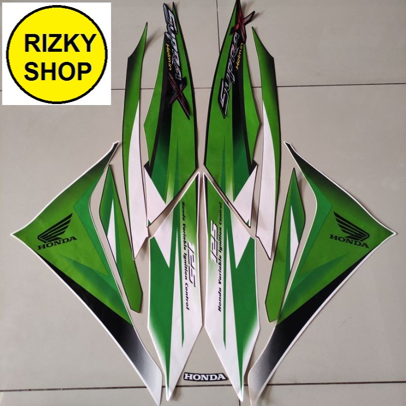 striping honda supra x 125 r helm in 2010 2011 hijau putih list body standar berkualitas terbaik