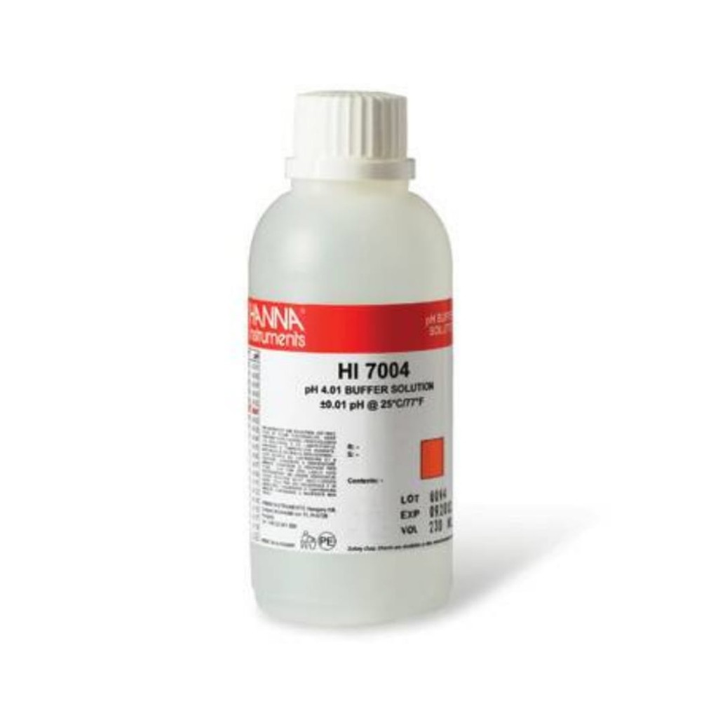 Buffer solution PH 4 HI 7004 M cairan kalibrasi Hanna 230 ml HI7004M