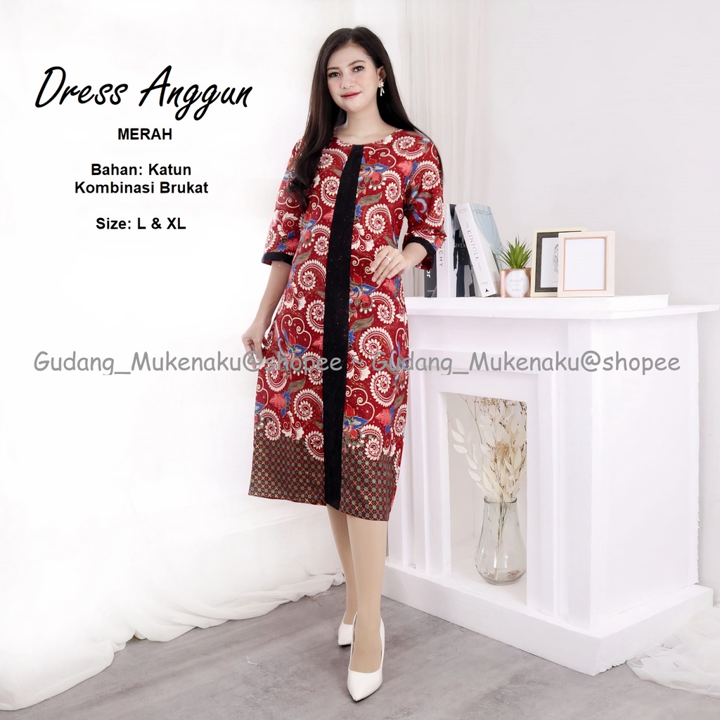 Gudang_Mukenaku Dress Anggun Bahan Katun Kombinasi Brukat Pakaian Fashion Wanita Dewasa Terbaru Premium COD bisa bayar di tujuan