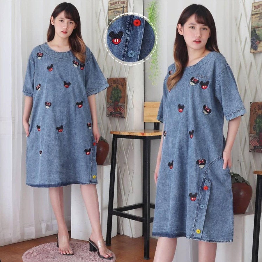 DENIM DRESS / DASTER JEANS/ DAILY WEAR/ SNOWBLUE SERIES BANYAK VARIAN MOTIF