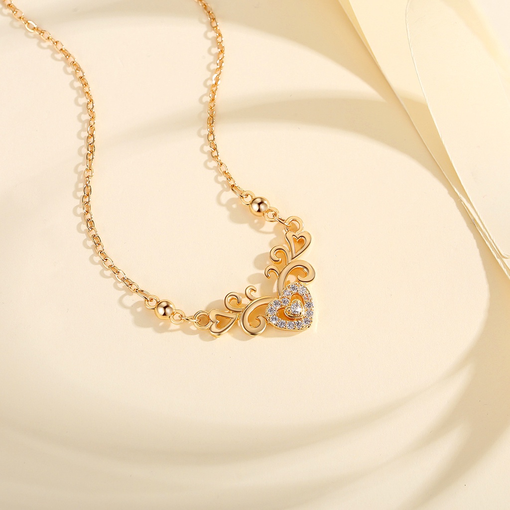 Y502 [COD✔]Kalung Wanita Titanium Hati Fashion Kalung Perhiasan Asli Kalung Anti Karat