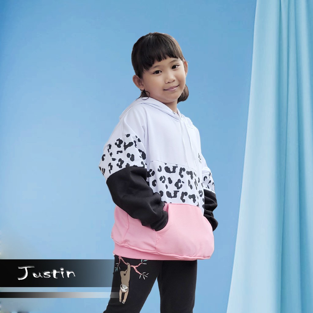 Jaket Anak Hoodie Anak  LEOPARD PINK Baju Anak 8-12 Tahun