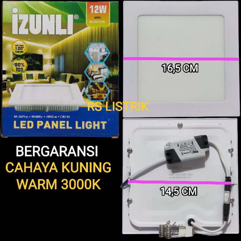 IZUNLI PANEL LED 12W IB KOTAK IN BOW KUNING WARM WHITE 3000K SNI BAGUS