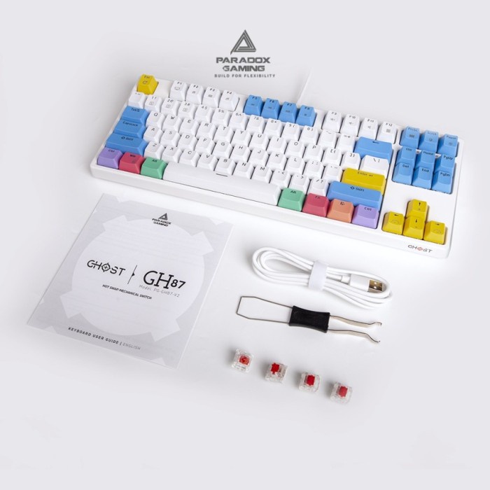PARADOX GAMING KEYBOARD GHOST87 V2 YELLOW SWITCH/HOTSWAP WHITE CASE