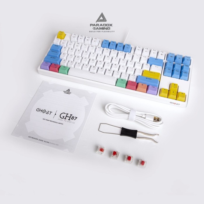 PARADOX GAMING KEYBOARD GHOST87 V2 YELLOW SWITCH/HOTSWAP WHITE CASE