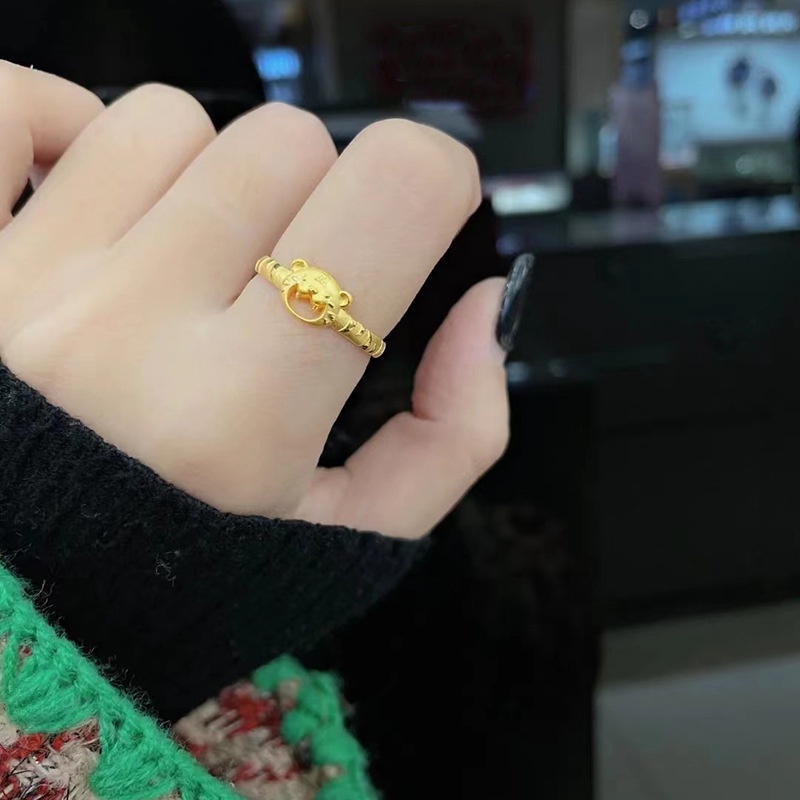 Cincin Emas Asli Kadar 375 Desain Zodiak Harimau 2022 Gaya Korea