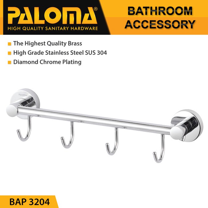 ALOMA BAP 3204 Kapstok Gantungan Baju Handuk Rak Hanger Mandi 4 Kait