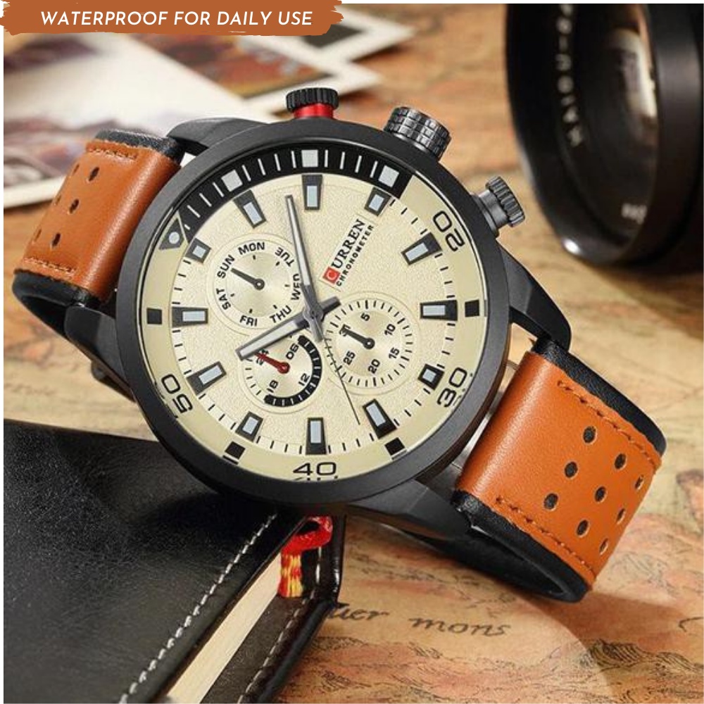 {COD}Jam tangan kulit jam tangan pria anti air jam tangan pria anti air FREE BOX