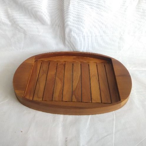 Nampan oval tanpa pegangan | nampan kayu jati oval | wooden tray | nampan kayu | nampan klasik