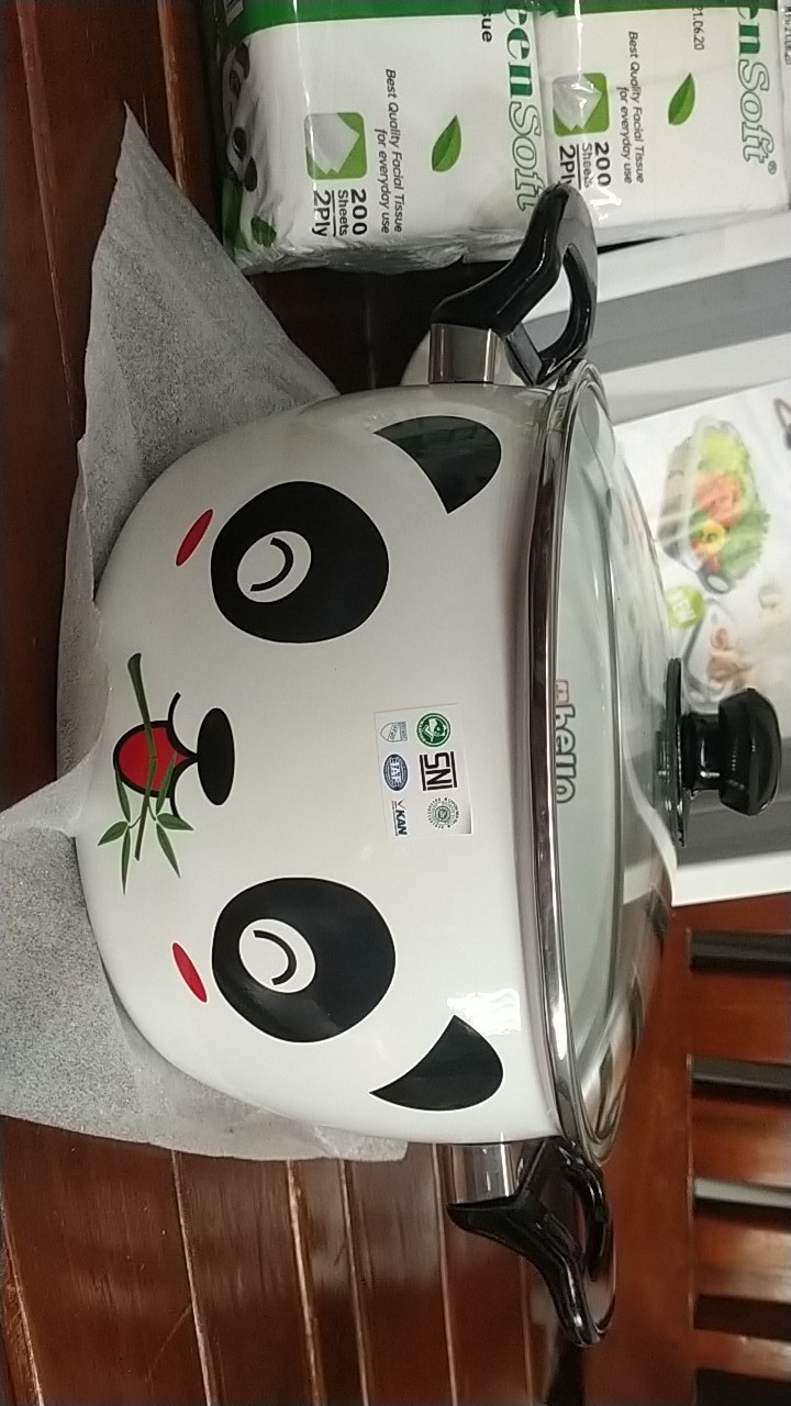 Panci Enamel 24cm Tutup Kaca Panda Maspion