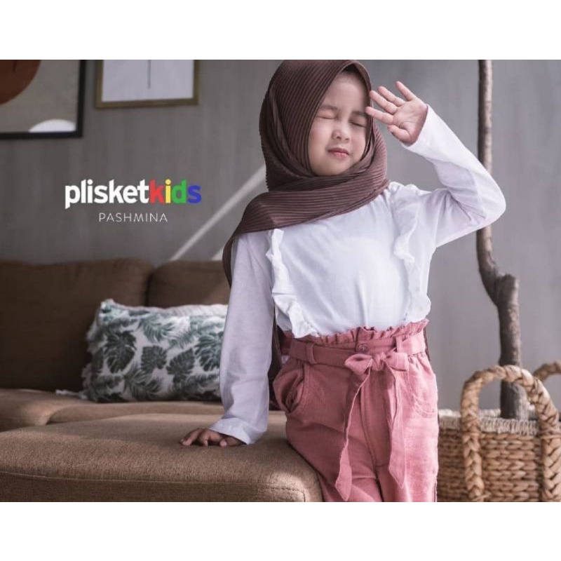 Pashmina Plisket anak pashmina Pliskit kids 2-10th