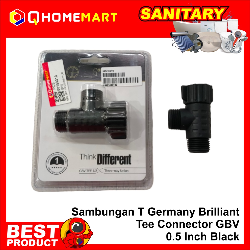 Sambungan T Germany Brilliant Tee Connector GBV 0.5 Inch Black