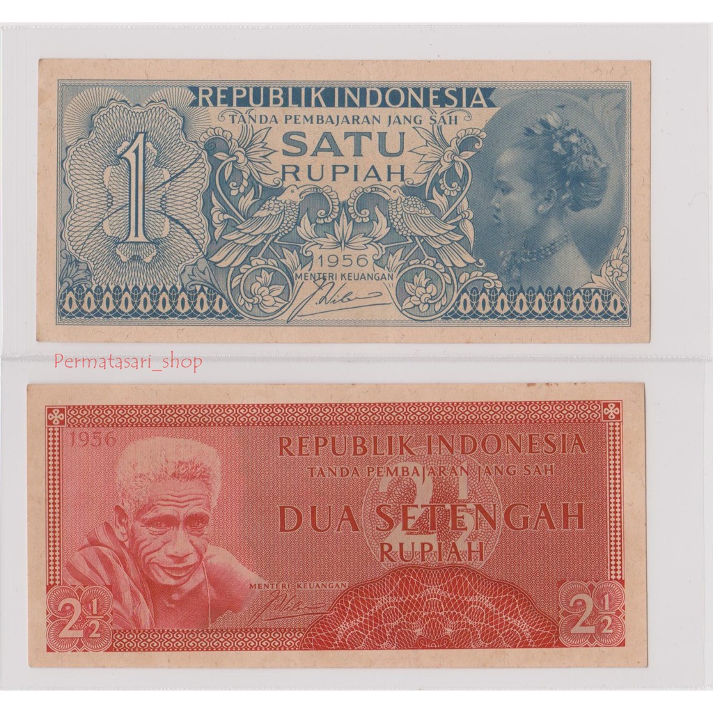 Uang Kuno Lama Jadul 1 dan 2.5 Rupiah Seri Suku Bangsa Tahun 1956