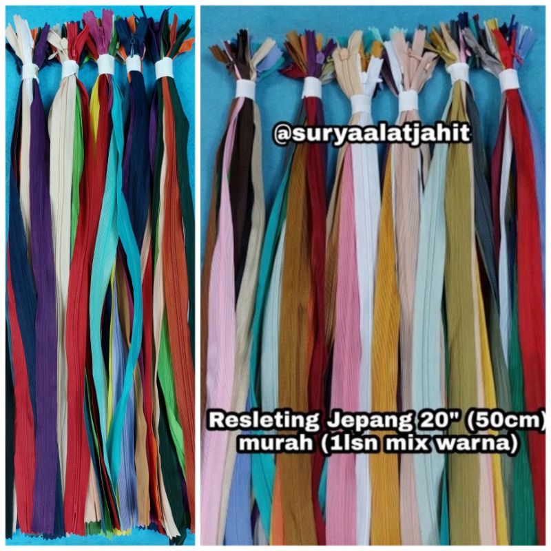 Resleting Jepang 20in (50cm) imp 1lsn Mix warna =rp.7.000/12pcs