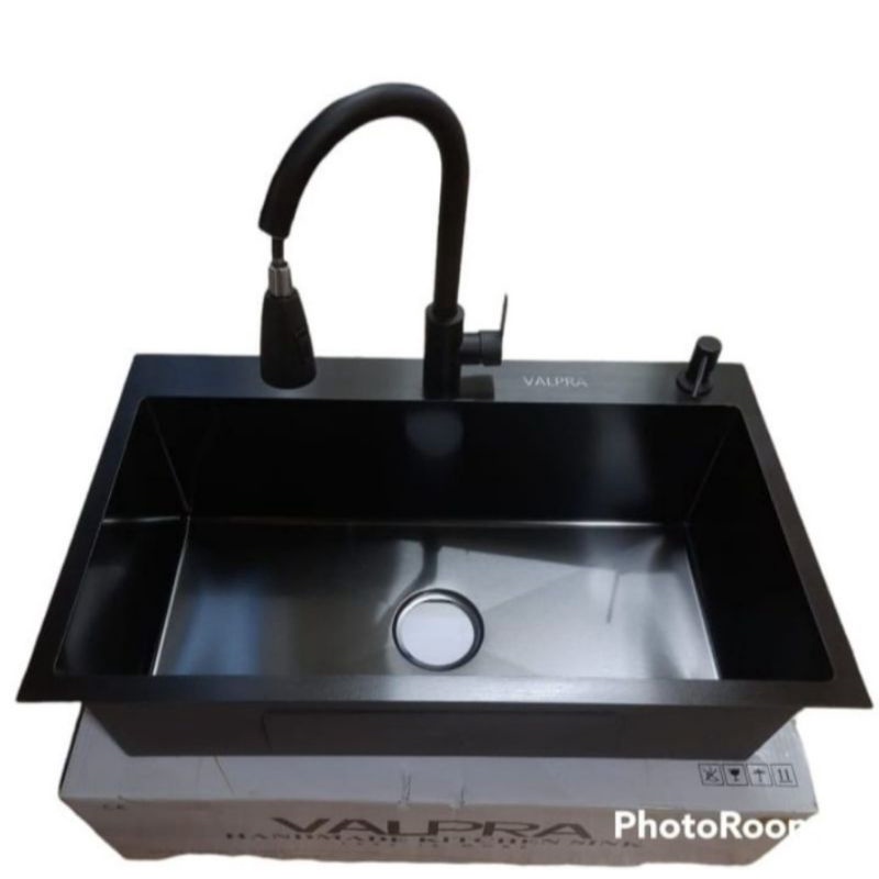 Jual Paket Lengkap Kitchen Sink Stainless Valpra Hitam Kran