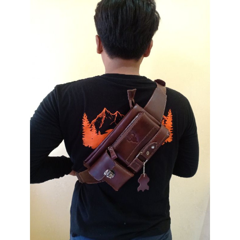 Tas Waistbag 100% Kulit Sapi Asli WR.Leather