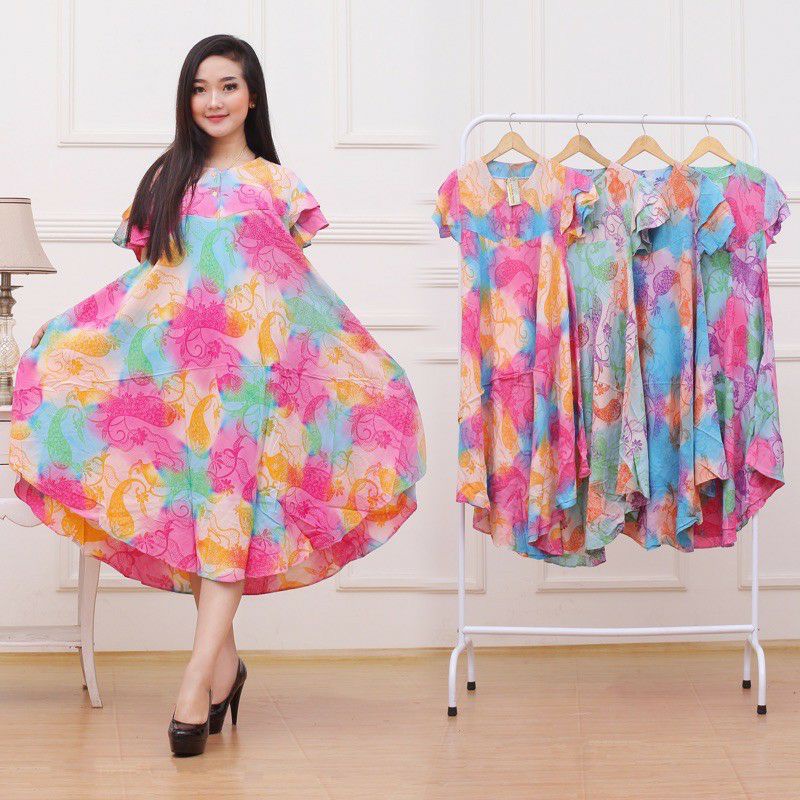 DASTER PAYUNG KEKINIAN UMBRELLA DRESS TELAGA WARNA BUSUI BUMIL LENGAN PENDEK MURAH