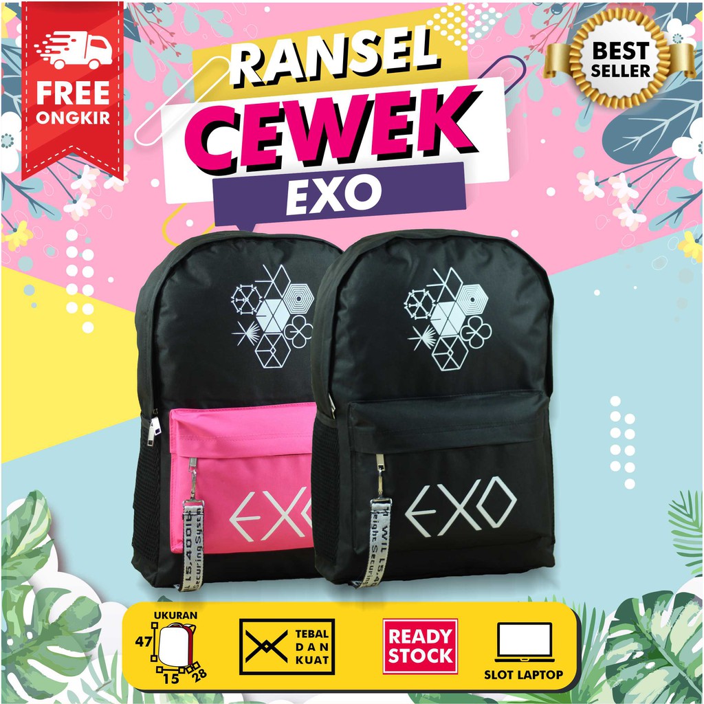 Jual Ransel Gendong Anak Perempuan Korean Style Tas Punggung EXO Cewek SD SMP Motif Fashionable Awet