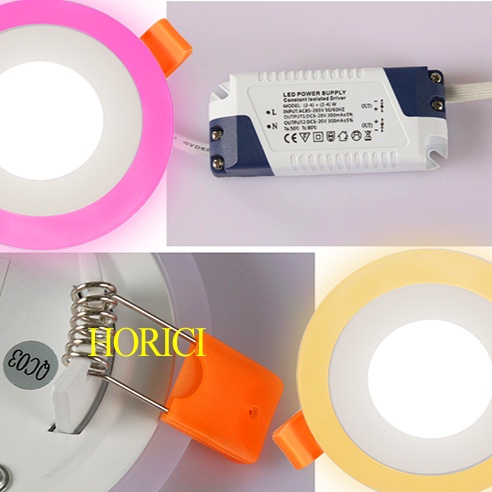 2 WARNA 12W+4Watt DOWNLIGHT TENGAH PUTIH+SAMPING BIRU PINK KUNING/BULAT HIAS DOWNLIGHT PANEL LED