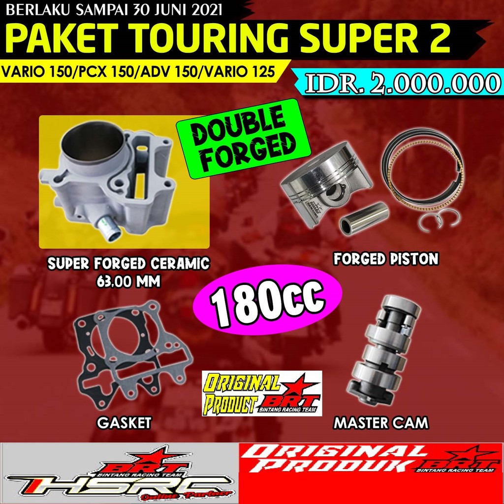 PAKET BORE UP RACING BRT HONDA VARIO 150 PCX ADV Lokal Injeksi Block Cylinder 63mm Bore Up ADV150