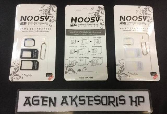 Noosy Sim Card Adapter + Jarum Sim Tray Dudukan Kartu Telepon Standard Micro Nano Sim Card Tray 3in1