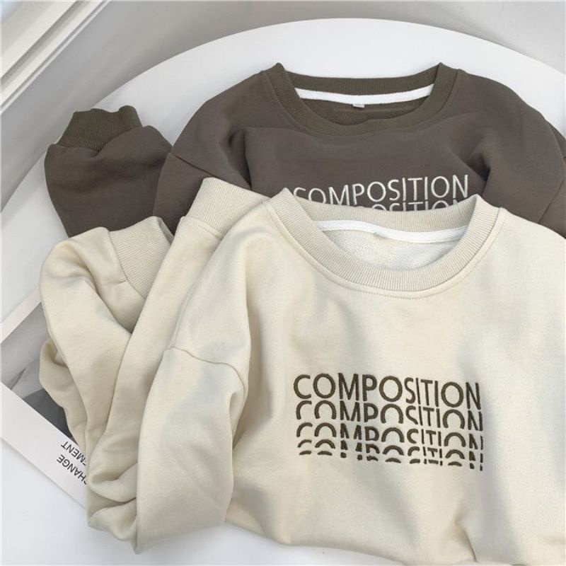 Sweater Crewneck Blouse Oversize Korean Style COMPOSITION Terbaru