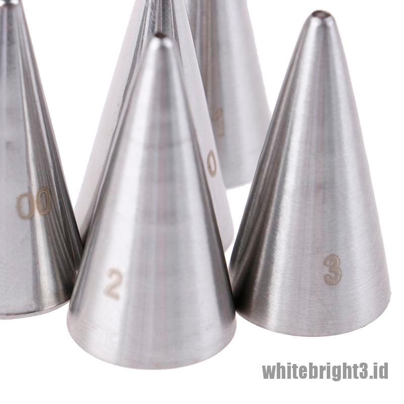 ❤White3 Warna Putih❤ 5pcs Ujung Mulut Pipa Icing Bentuk Bundar Untuk Dekorasi Pastry