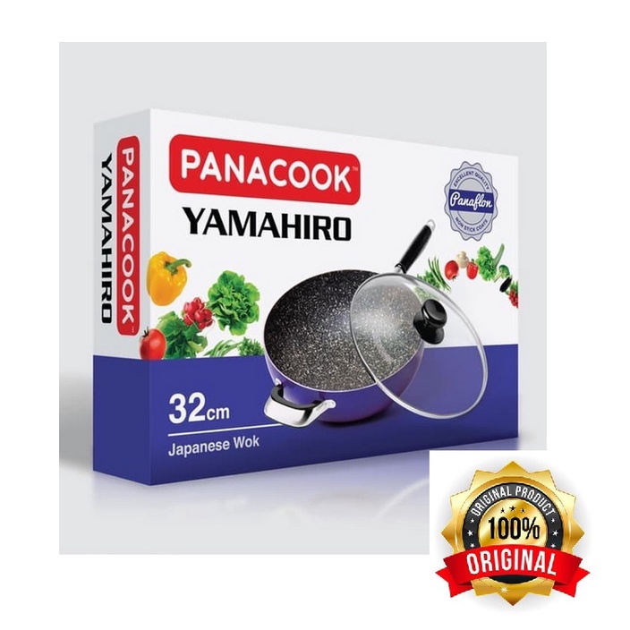 Yamahiro 32 cm | Panci Yamahiro | Wajan Yamahiro | Penggorengan Yamahiro 32 cm | Wok Pan Yamahiro 32 cm dengan tutup kaca | Wajan Anti Lengket | Panci Penggorengan