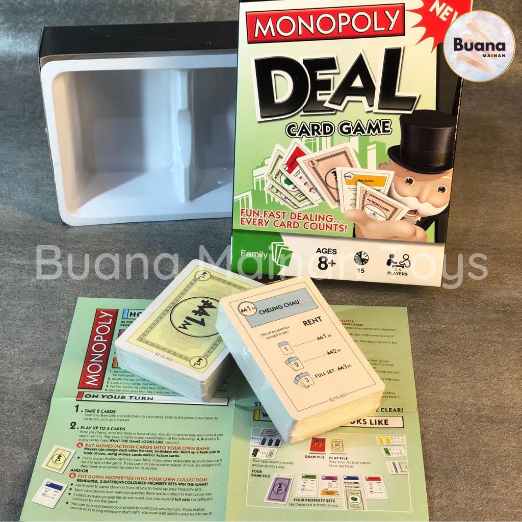 BOARD GAME MONOPOLY DEAL CARD MAINAN EDUKASI ANAK KARTU MONOPOLI