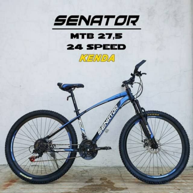 SEPEDA GUNUNG MTB 27.5 SENATOR 24 SPEED - Black Blue