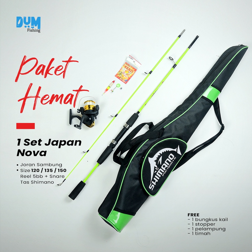 1 Set Joran Pancing Japan Style Swan nova 17 Lbs 120 135 150 Cm Fiber Solid Lentur Bonus Tas Shimano