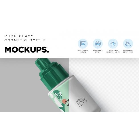 Glass Airless Pump Bottle Mockups