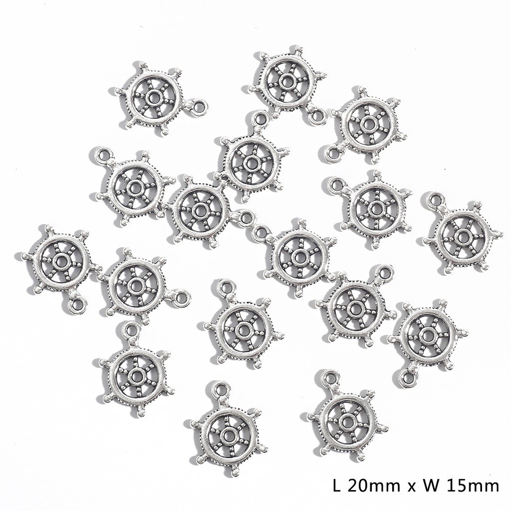 Liontin Charms Plating Bahan Alloy Kemudi Kapal 15X20Mm