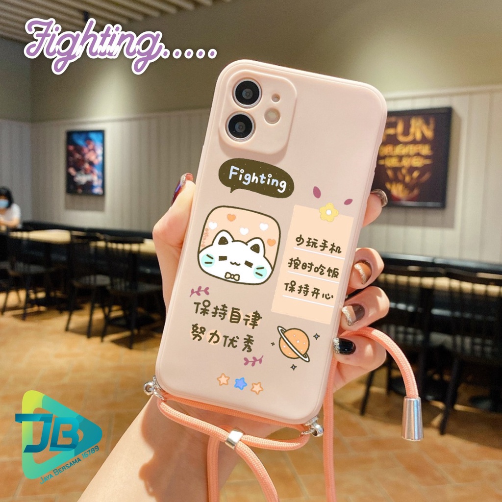 SOFTCASE SILIKON SLINGCASE TALI LANYARD STRAP PHONE MACARON PELINDUNG KAMERA FIGHTING OPPO VIVO SAMSUNG XIAOMI REALME IPHONE ALL TYPE JB5542